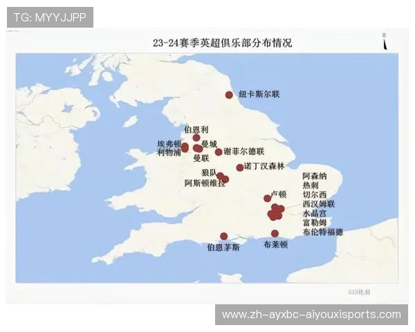英超球队的所处城市地图分布概览